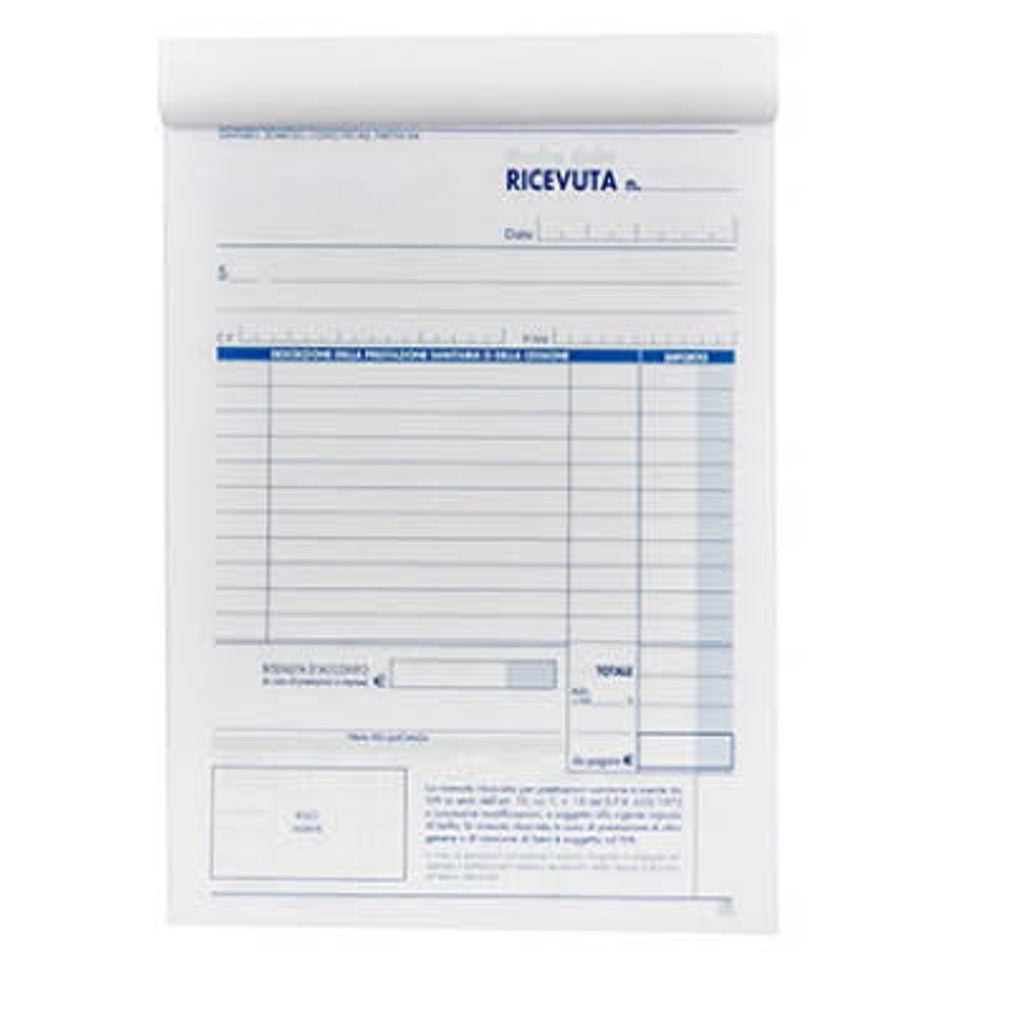 Pryma Blocco Ricevute Sanitarie – 2 Copie Autoricalcanti, 50x50 Fogli, Formato 23x15 cm, Ideale per Studi Medici e Professionisti