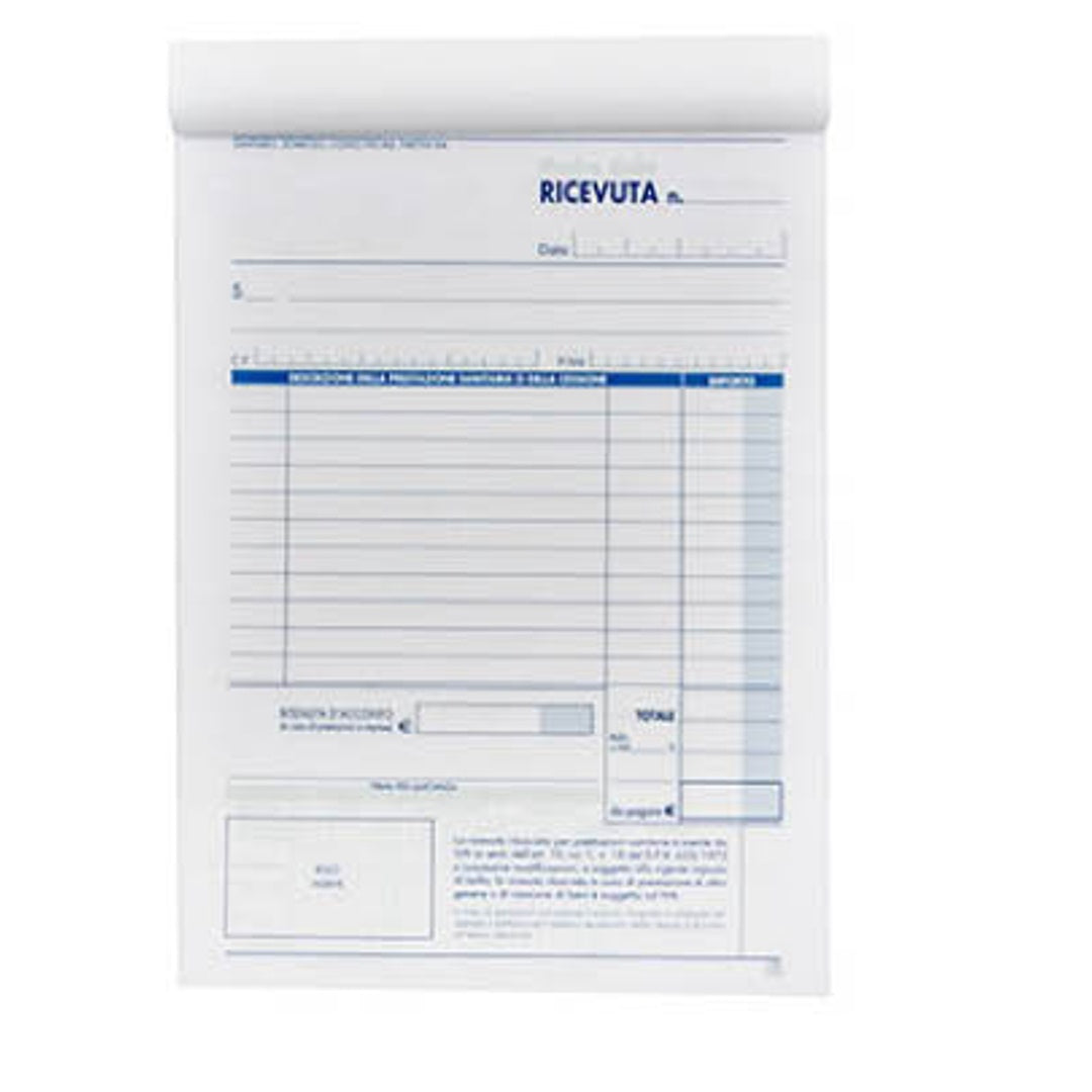 Pryma Blocco Ricevute Sanitarie – 2 Copie Autoricalcanti, 50x50 Fogli, Formato 23x15 cm, Ideale per Studi Medici e Professionisti