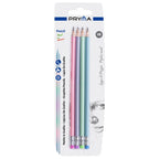 Pryma Set 4 Matite in Grafite Pearl con Gommino | HB - Ø 2,8 mm | Fusto Ergonomico, Design Elegante, Ideale per Scrittura e Disegno, Punta Resistente e Precisa, Perfetta per Scuola, Ufficio e Artisti