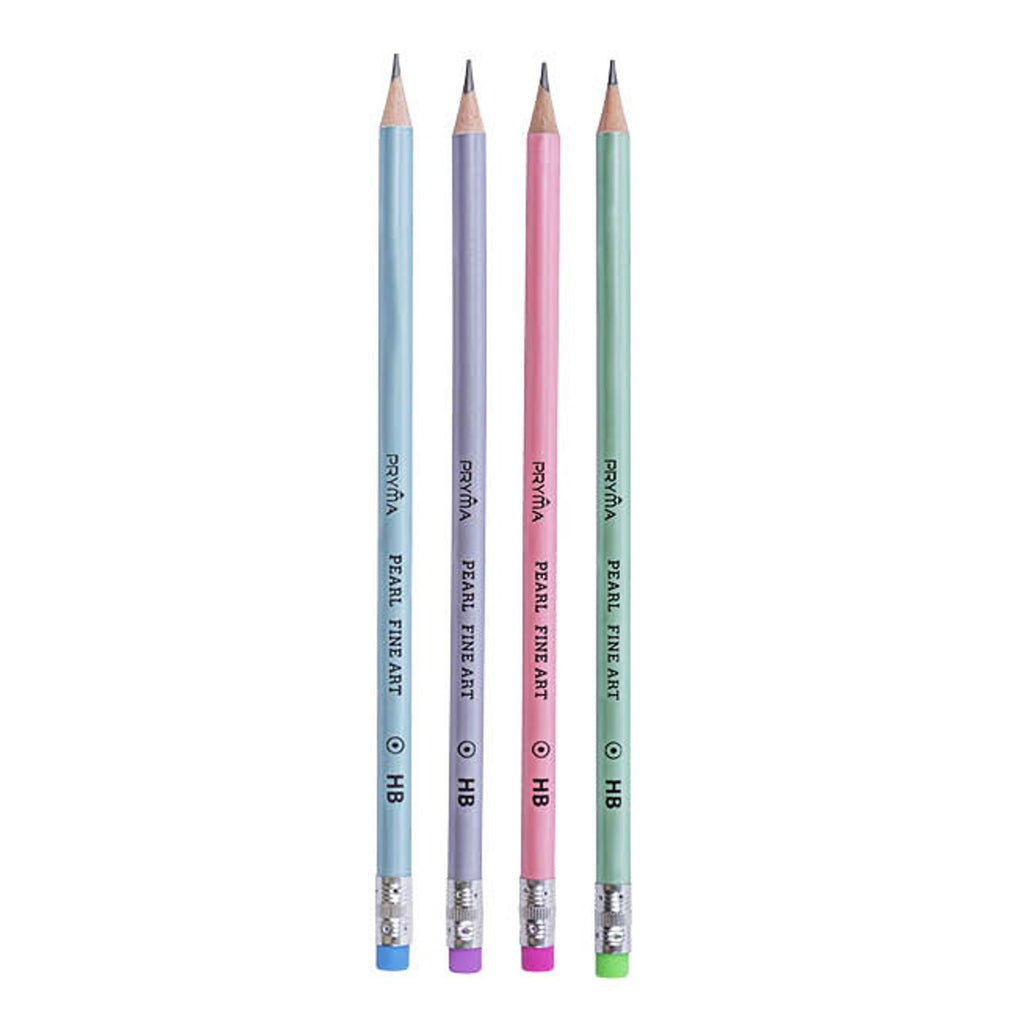 Pryma Set 4 Matite in Grafite Pearl con Gommino | HB - Ø 2,8 mm | Fusto Ergonomico, Design Elegante, Ideale per Scrittura e Disegno, Punta Resistente e Precisa, Perfetta per Scuola, Ufficio e Artisti