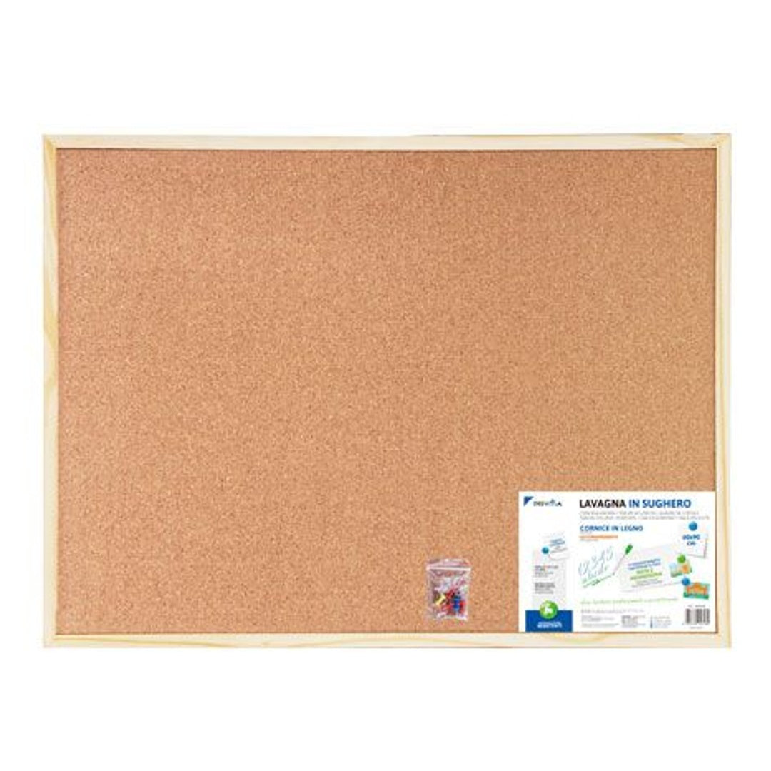 Pryma Lavagna in Sughero da Parete 60x90 cm – Bacheca con 7 Puntine Incluse – Pannello Porta Appunti per Ufficio, Casa e Scuola