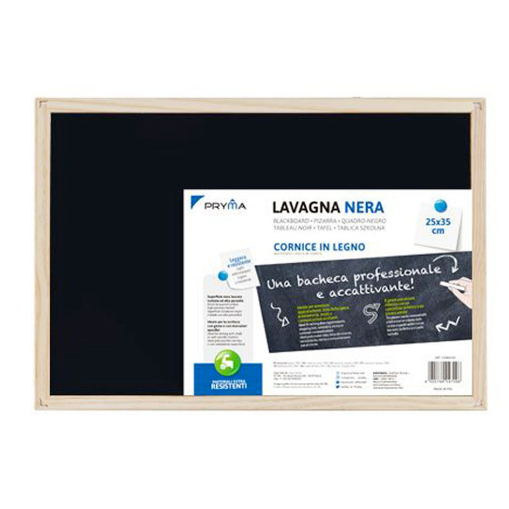 Pryma Lavagna Nera 25x35 cm con Cornice in Legno – Lavagna da Parete o Tavolo per Casa, Scuola, Bar e Ristoranti – Ideale per Appunti, Disegni, Menu e Decorazioni