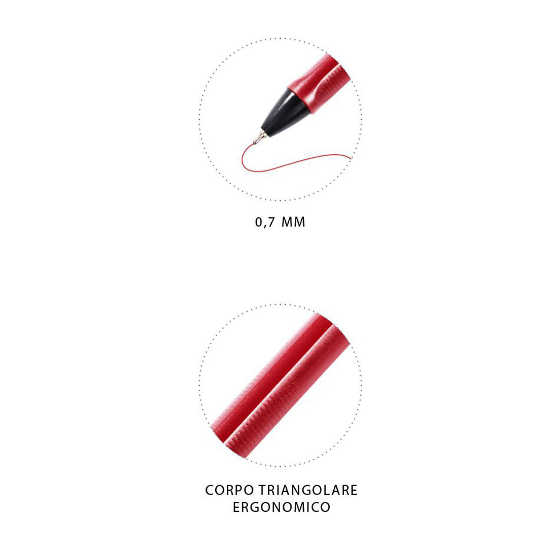 Pryma Penna Oil Gel Easy Set 3 Pezzi - Penna Gel 0,7 mm Colore Rosso, Scrittura Fluida e Preciso per Scuola e Ufficio