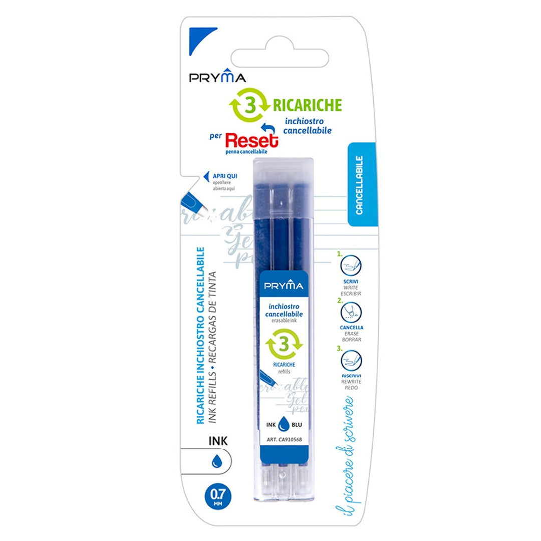 Pryma Reset Penna Cancellabile Termica 0.7 Mm – Penna Gel Ricaricabile con Tappo Clip, Scrittura Scorrevole, Ideale per Scuola, Ufficio e Appunti