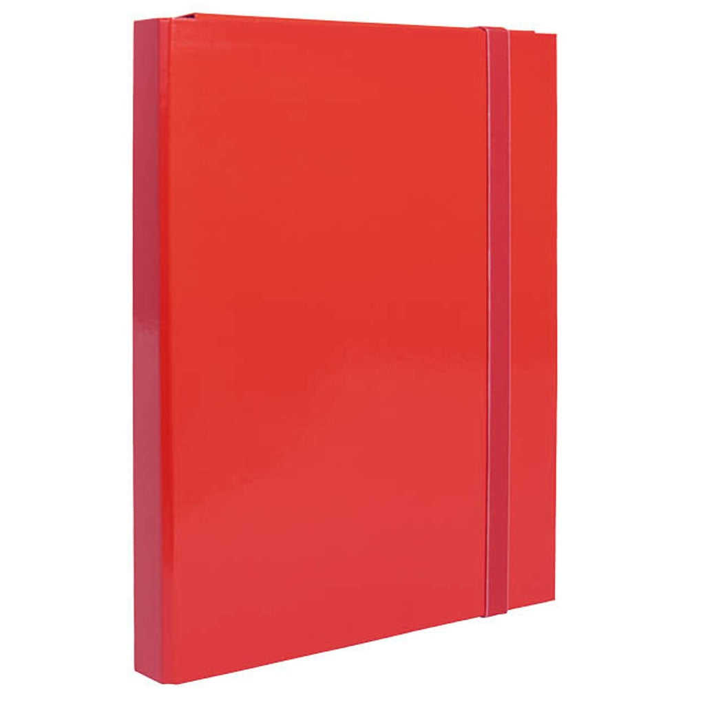 Pryma Cartella con Elastico Piatto 25x35 cm - Organizzatore Documenti, Design Resistente, Colori Moderni (Rosso, D3)