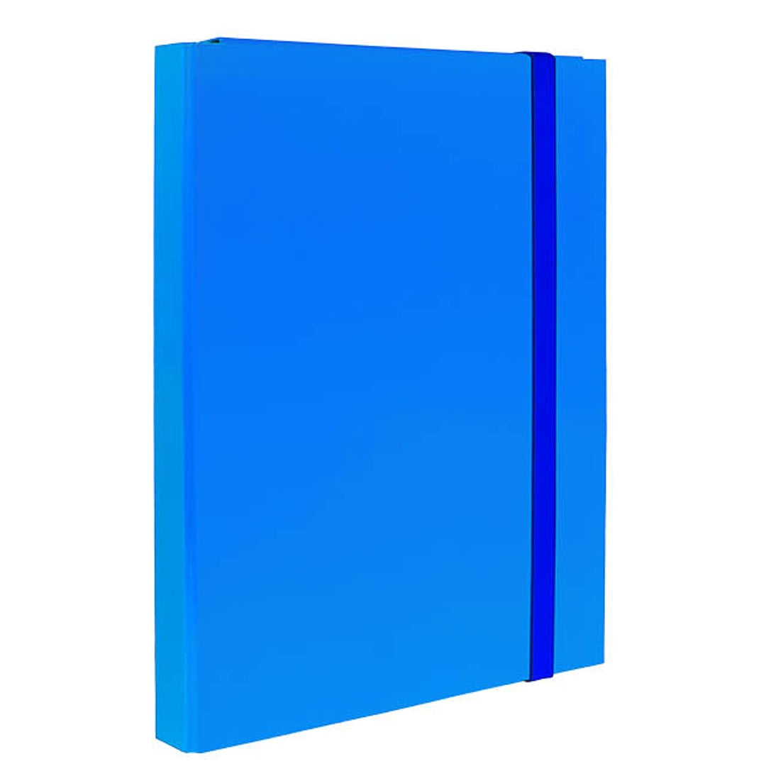 Pryma Cartella D3 con Elastico Piatto 25x35 cm - Organizzatore Documenti, Design Resistente, Colori Moderni (Azzurro)