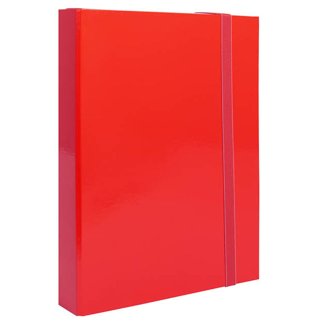 Pryma Cartella con Elastico Piatto 25x35 cm - Organizzatore Documenti, Design Resistente, Colori Moderni (Rosso, D5)