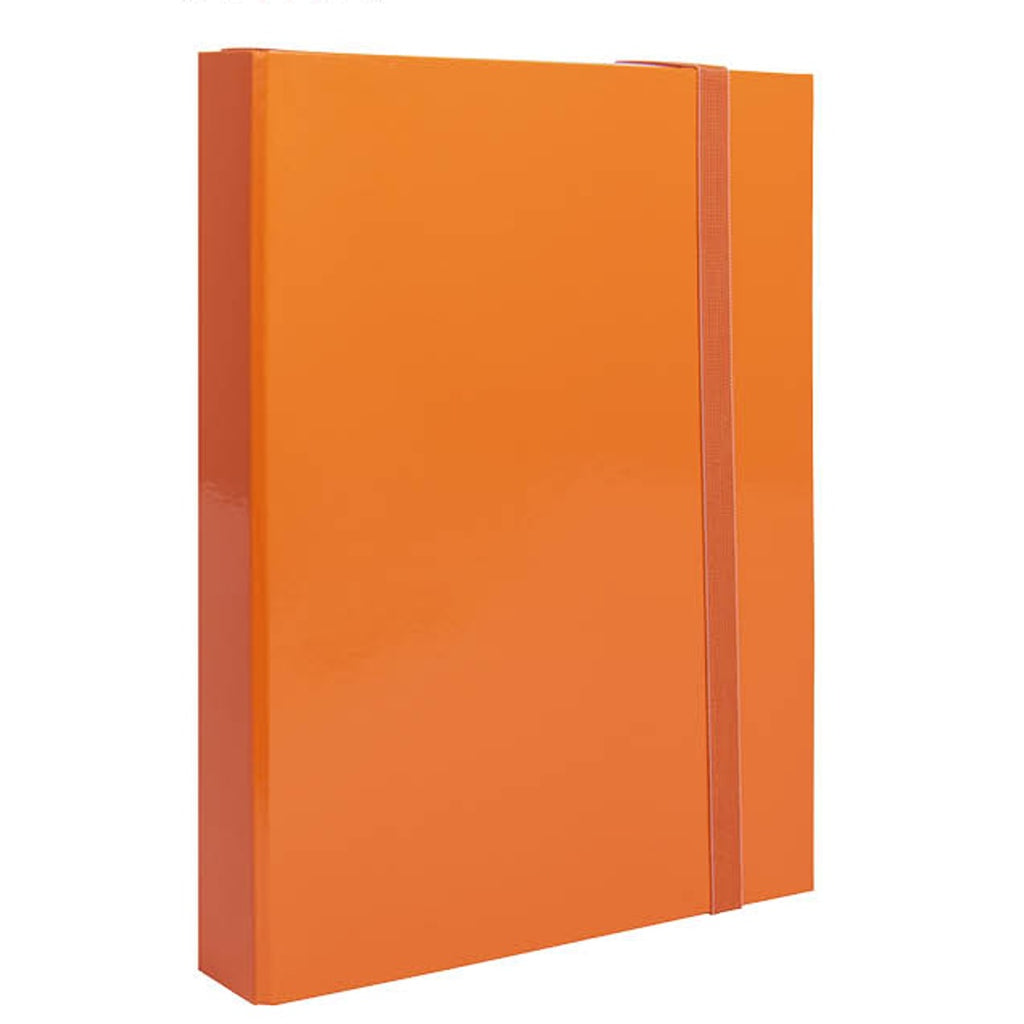 Pryma Cartella con Elastico Piatto 25x35 cm - Organizzatore Documenti, Design Resistente, Colori Moderni (Arancione, D5)