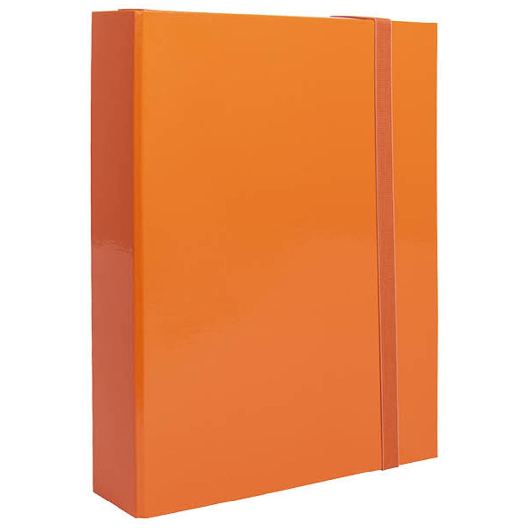 Pryma Cartella con Elastico Piatto 25x35 Cm - Organizzatore Documenti, Design Resistente, Colori Moderni (Arancione, D7)