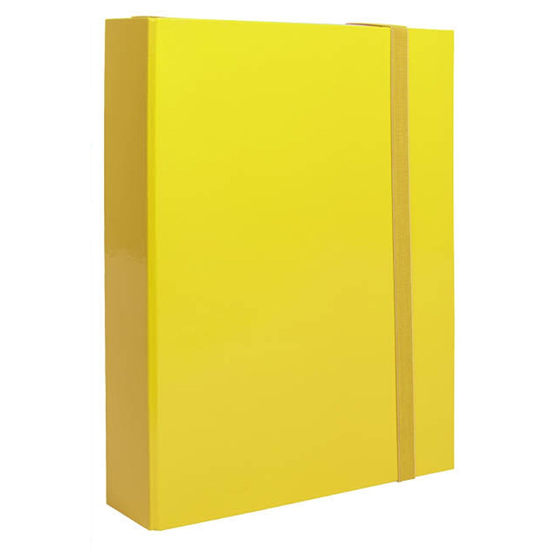 Pryma Cartella con Elastico Piatto 25x35 Cm - Organizzatore Documenti, Design Resistente, Colori Moderni (Giallo, D7)