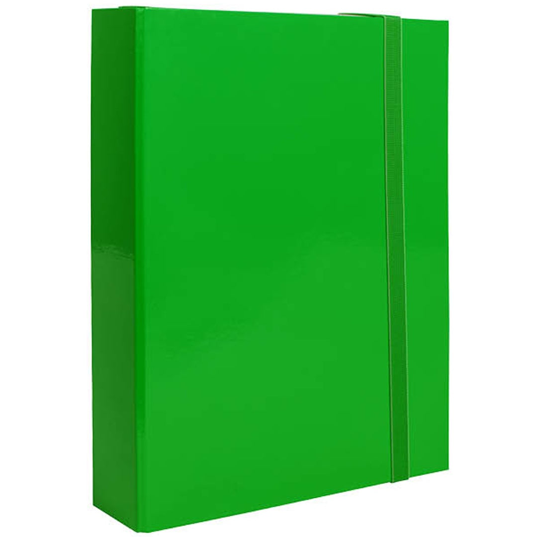 Pryma Cartella con Elastico Piatto 25x35 Cm - Organizzatore Documenti, Design Resistente, Colori Moderni (Verde, D7)
