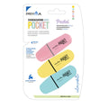 Pryma Evidenziatore Mini Pocket – Set 3 Pezzi Pastel (Rosa, Giallo, Azzurro) | Punta Scalpello 2-5 Mm, Inchiostro Brillante e Lunga Durata