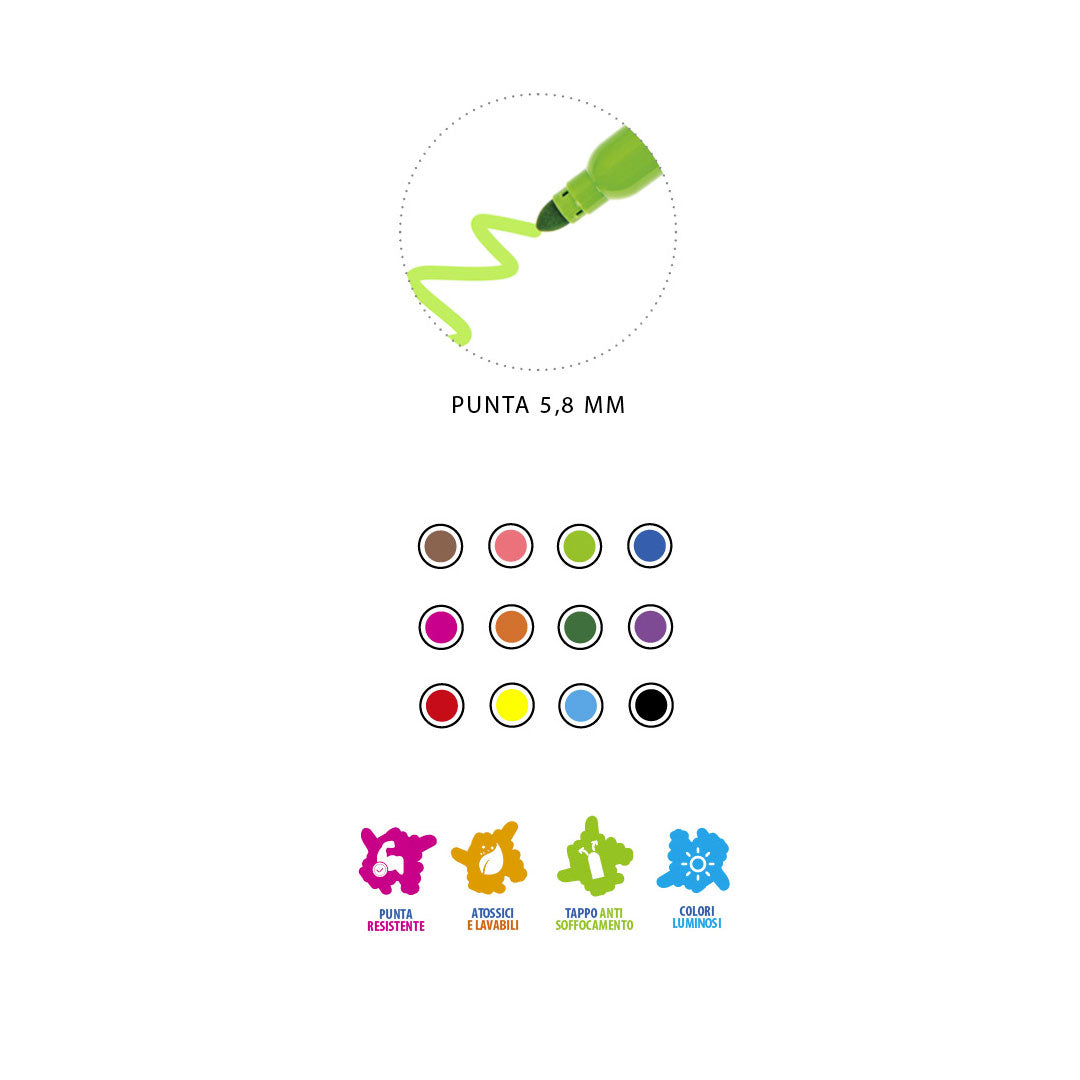 Pryma Pennarelli Color Piu Jumbo 12Pz