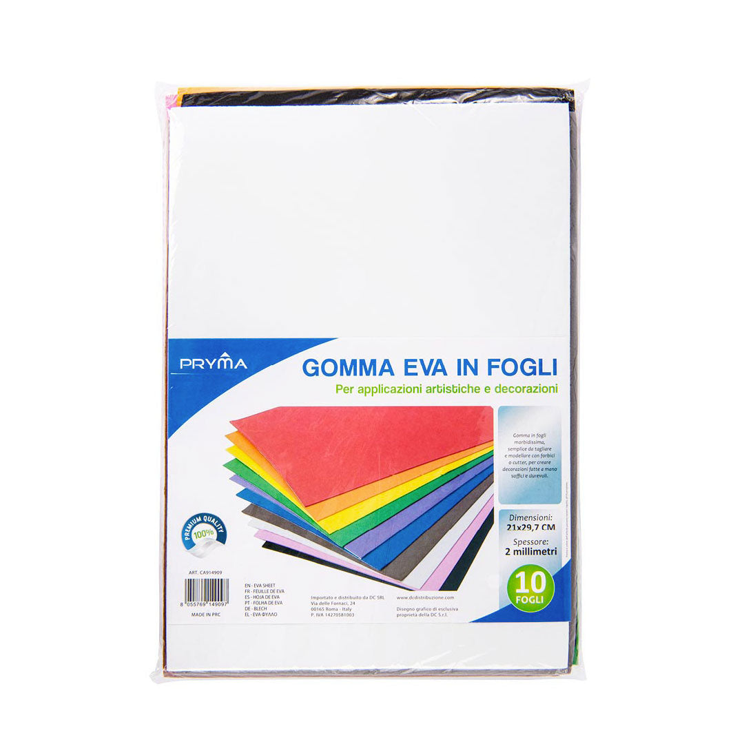 Fogli Colorati Gomma Eva Formato A4 Spessore 2mm | 10 Fogli