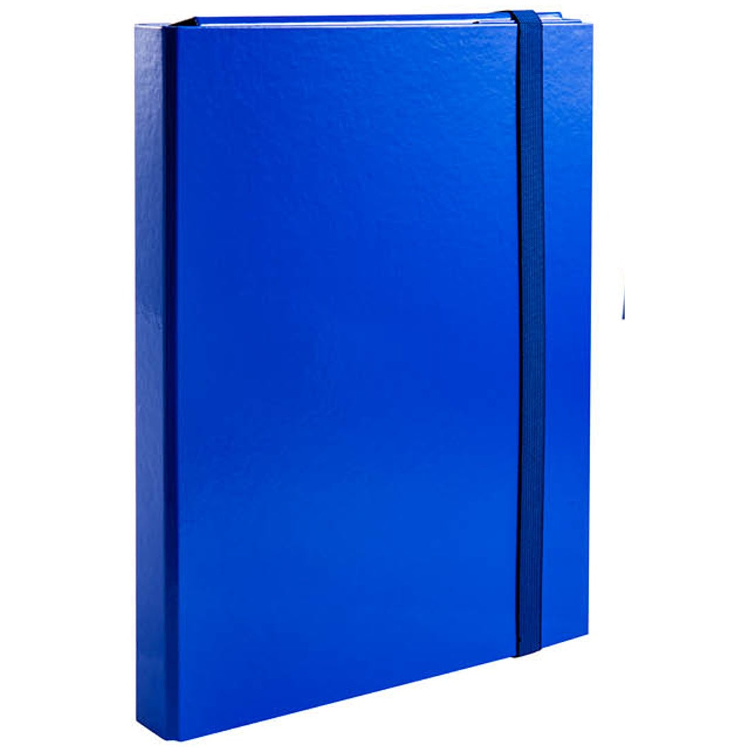 Pryma Cartella con Elastico Piatto 25x35 Cm - Organizzatore Documenti, Design Resistente, Colori Moderni (Blu, D5)