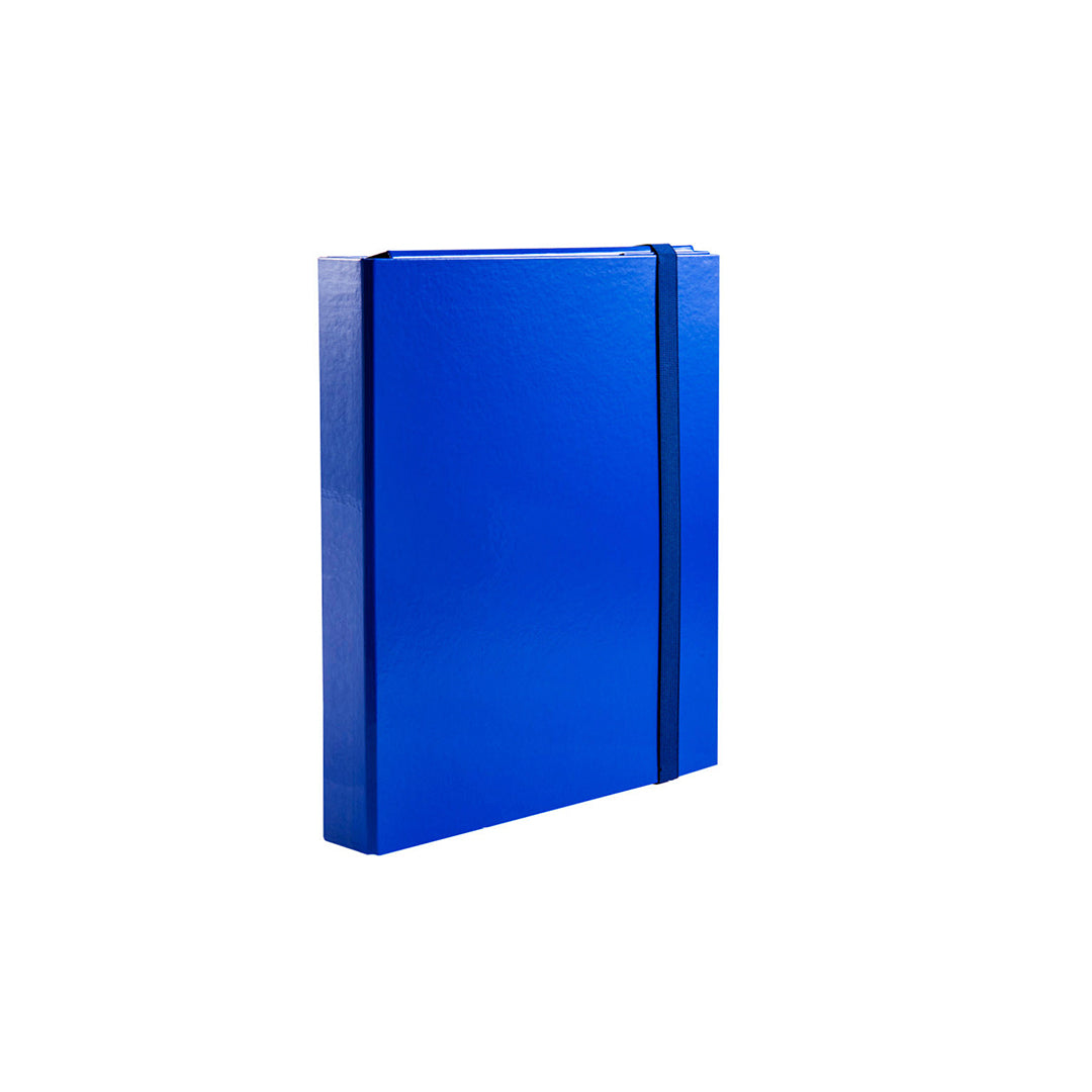 Pryma Cartella con Elastico Piatto 25x35 Cm - Organizzatore Documenti, Design Resistente, Colori Moderni (Blu, D7)