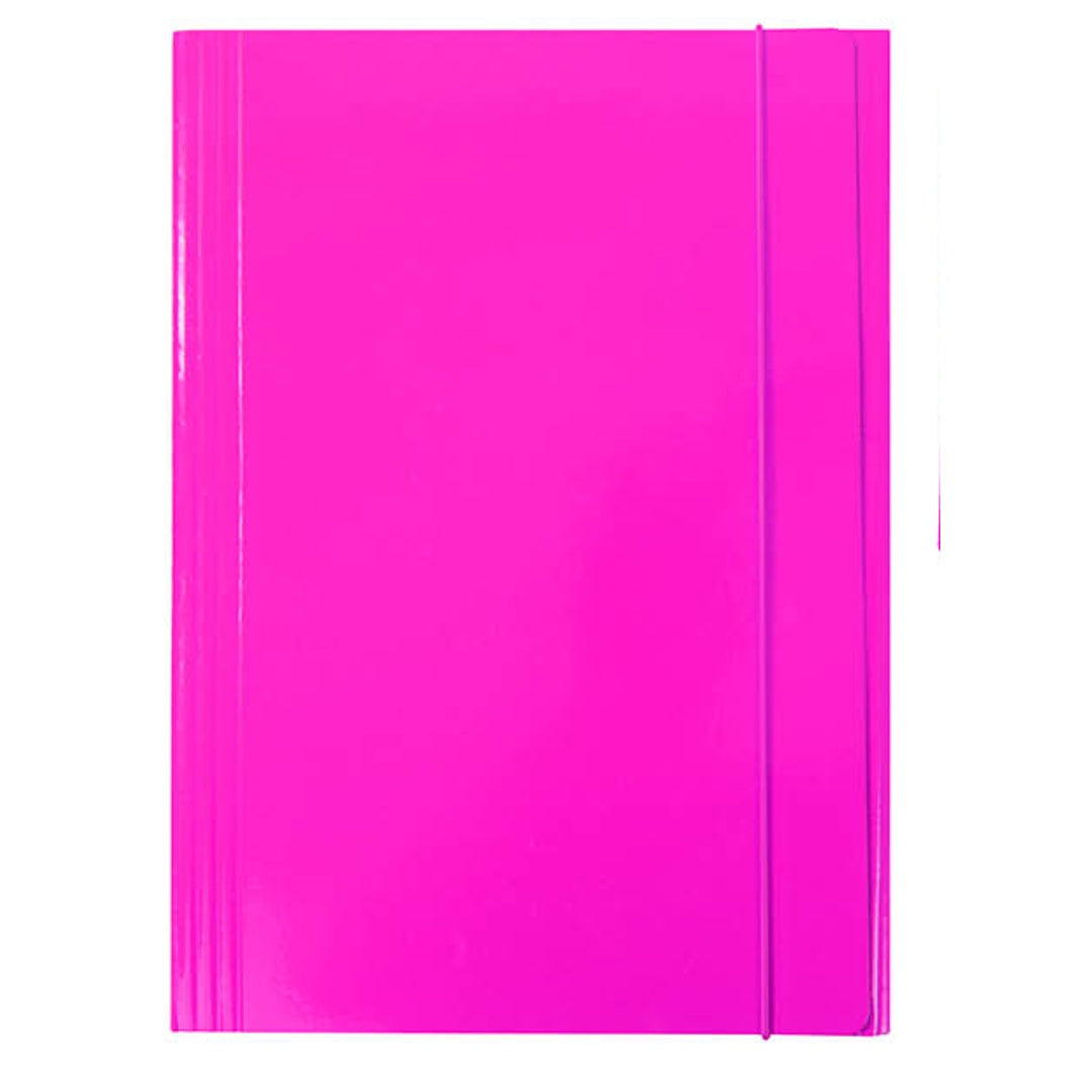 Pryma Cartellina 3L con Elastico – Cartella Rigida 500g, Formato 26x35 Cm, Colore Fucsia, Perfetta per Documenti, Ufficio e Scuola