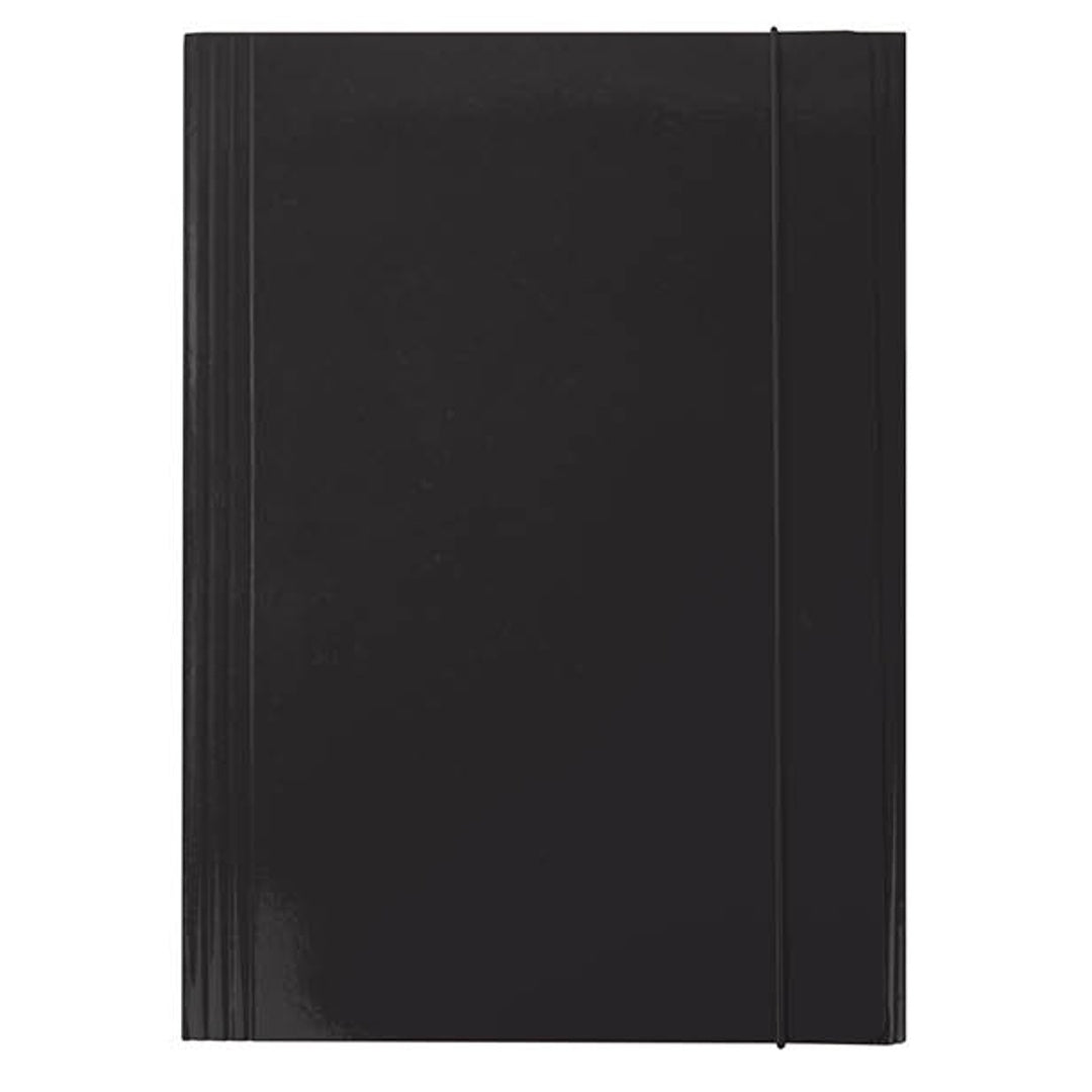 Pryma Cartellina 3L con Elastico – Cartella Rigida 500g, Formato 26x35 Cm, Colore Nero, Perfetta per Documenti, Ufficio e Scuola