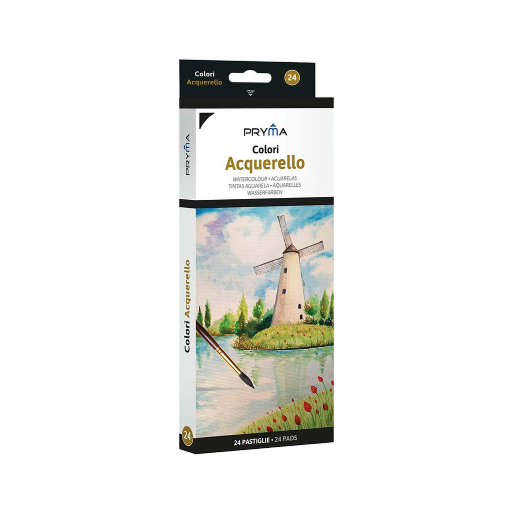 Acquerelli | 24 Colori In Pastiglie (Mini Tavolozza E Pennello Incluso)