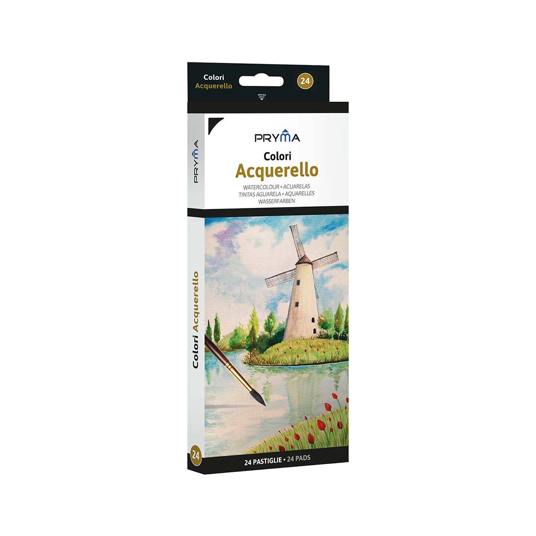 Acquerelli | 24 Colori In Pastiglie (Mini Tavolozza E Pennello Incluso)