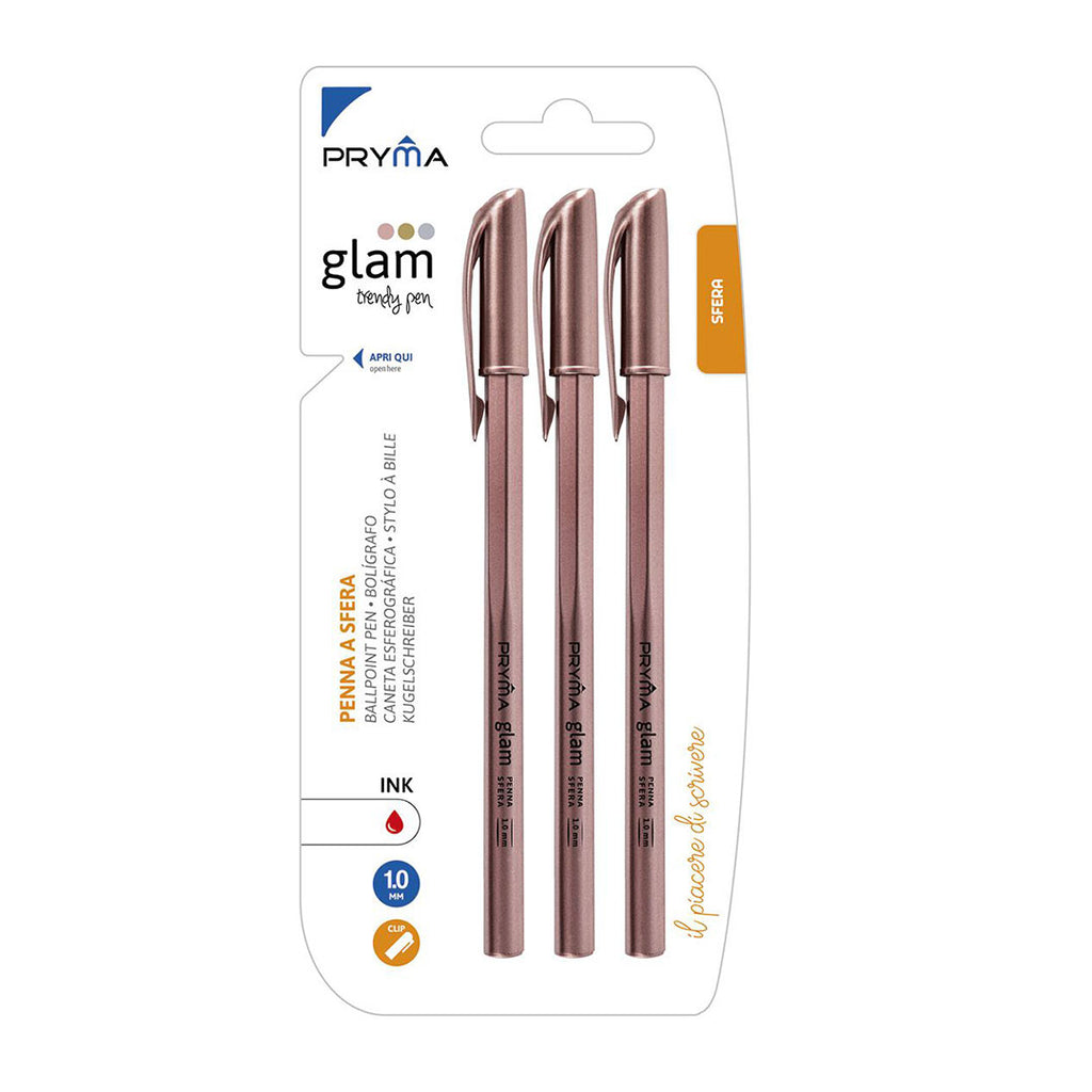 Penna A Sfera Glam | 1 Mm - 3 Pezzi (Rosso)