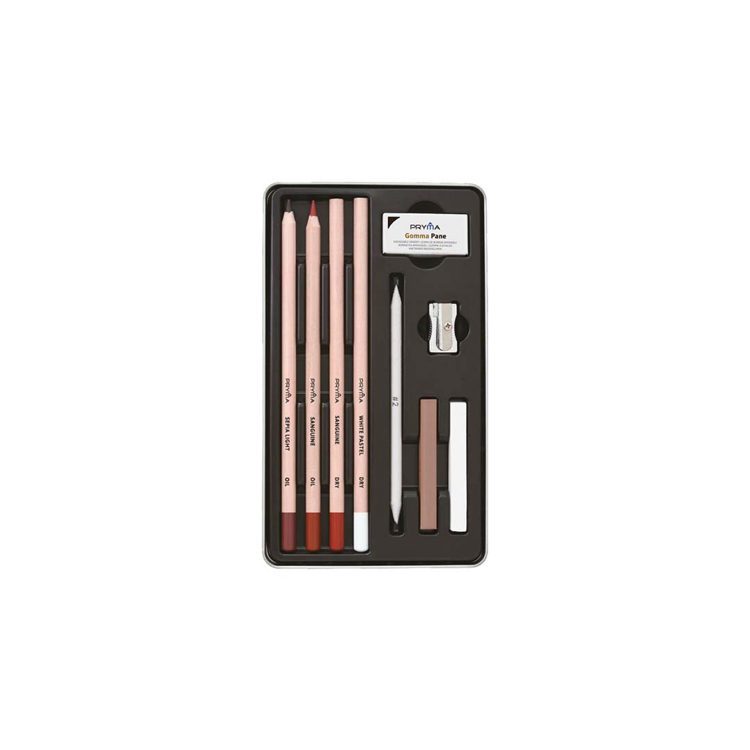 Sanguigne Sketching Set | (Con Temperino e Gomma Pane)