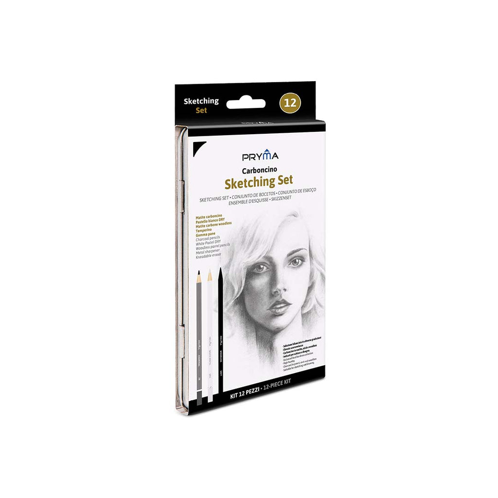 Carboncino Sketching Set | (Con Temperino e Gomma Pane)