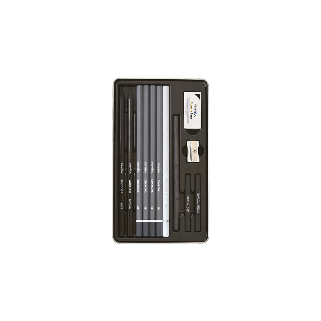 Carboncino Sketching Set | (Con Temperino e Gomma Pane)