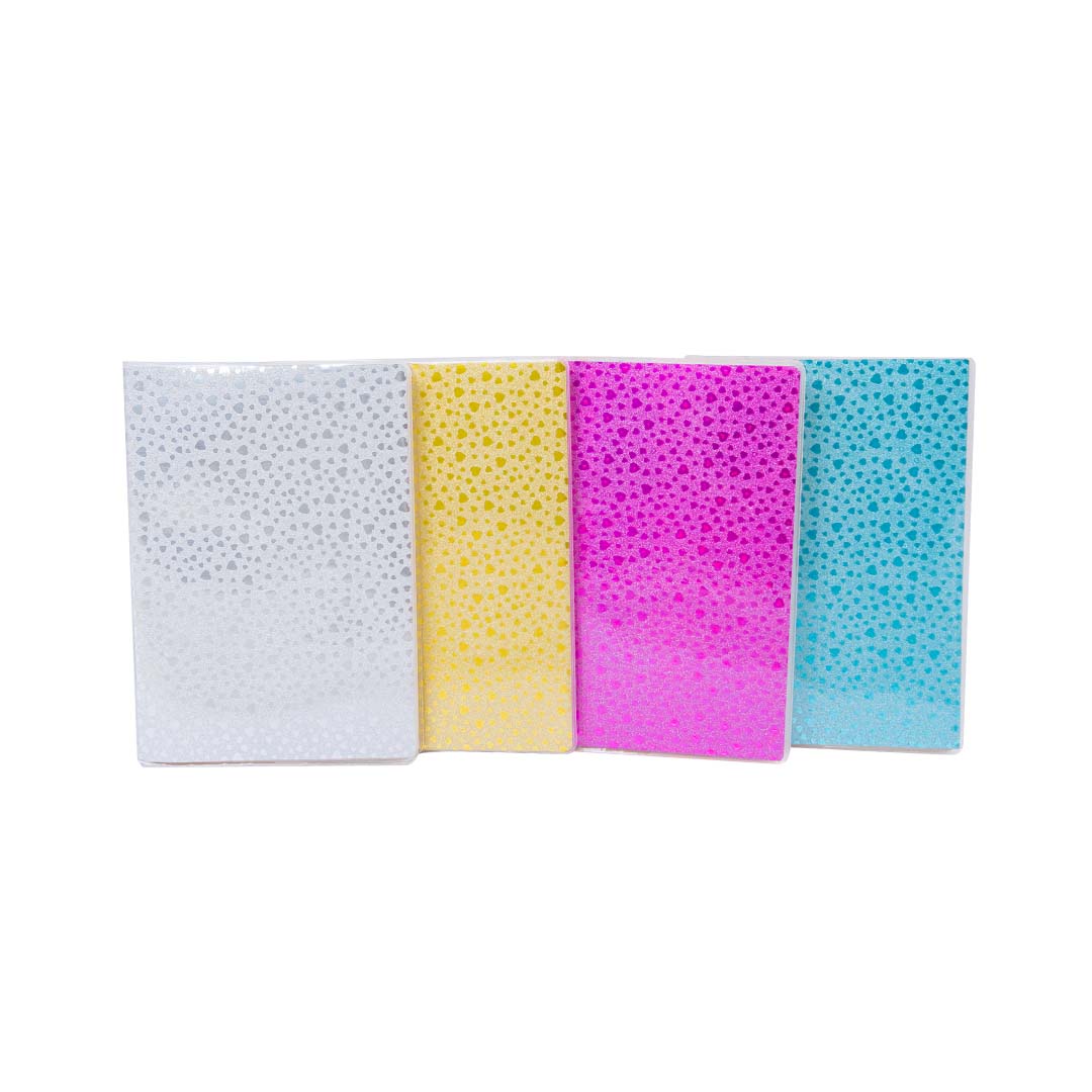 Diario Memobook Copertina Morbida 80 Fogli 205x140mm Fantasia Glitter Cuori Assortiti