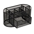 Pryma Portapenne in Metallo Nero 22x11x10,5 Cm – Organizer Scrivania con Scomparti – Porta Penne e Accessori Ufficio – Design Moderno e Resistente