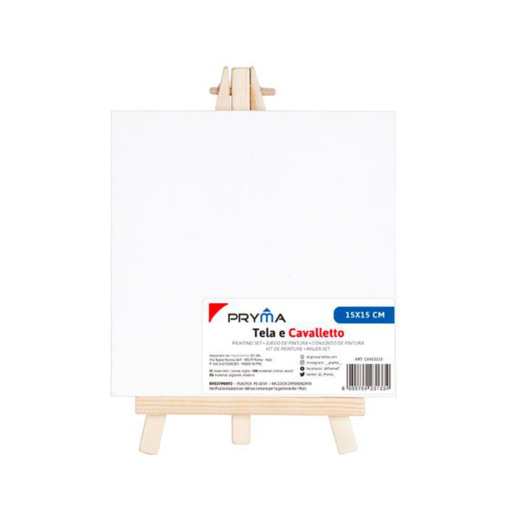 Cavalletto Da Pittura In Legno Con Tela Da 15x15 Cm