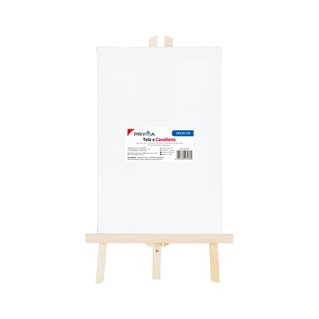Cavalletto Da Pittura In Legno Con Tela Da 20x30 Cm