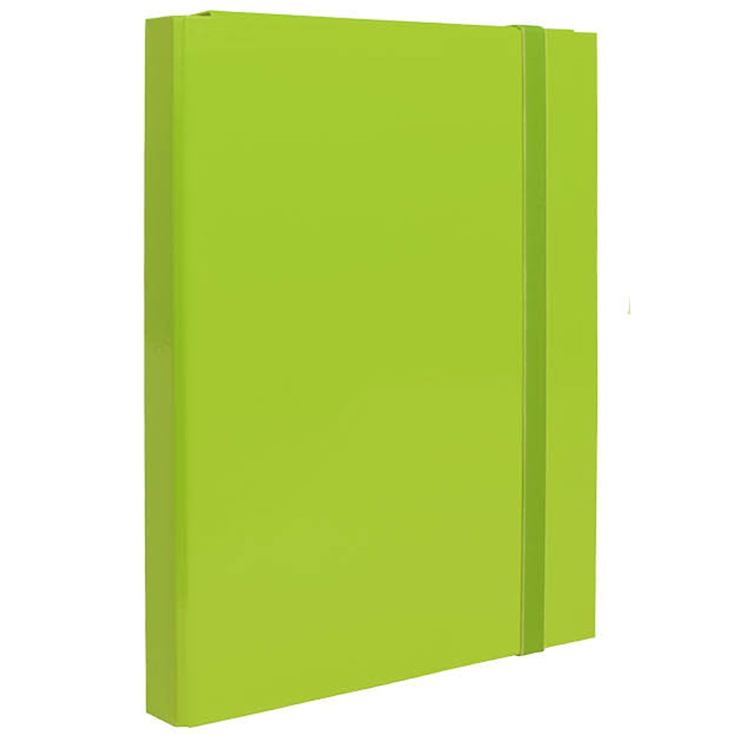 Pryma Cartella con Elastico Piatto 25x35 Cm - Organizzatore Documenti, Design Resistente, Colori Moderni (Verde Chiaro, D3)