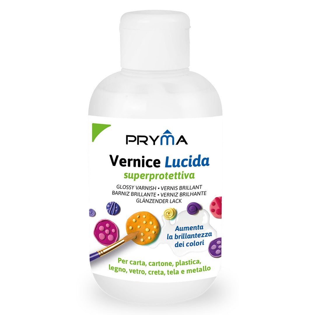 Pryma Vernice Lucida Superprotettiva 250ml – Finitura Trasparente Brillante per Dipinti, Legno, Carta, Tela e Ceramica – Sigillante Protettivo ad Asciugatura Rapida