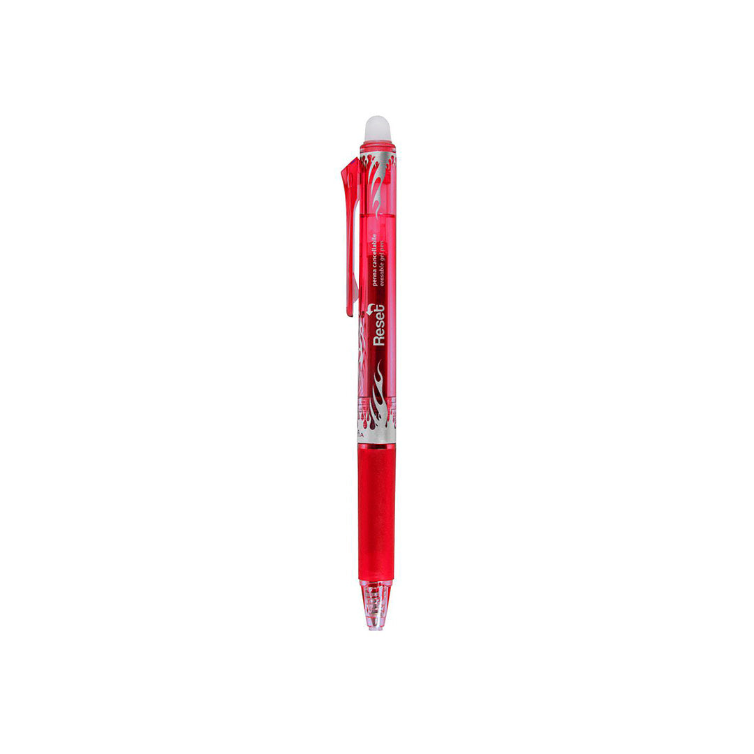 Penna Cancellabile a Scatto 0.7mm + Ricarica | Inchiostro Rosso, Punta Media, Scrittura Scorrevole e Cancellabile
