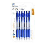 Pryma Penna a Sfera a Scatto Click Punta 1 mm 6 pz – Scrittura Fluida e Precisione (Blu)