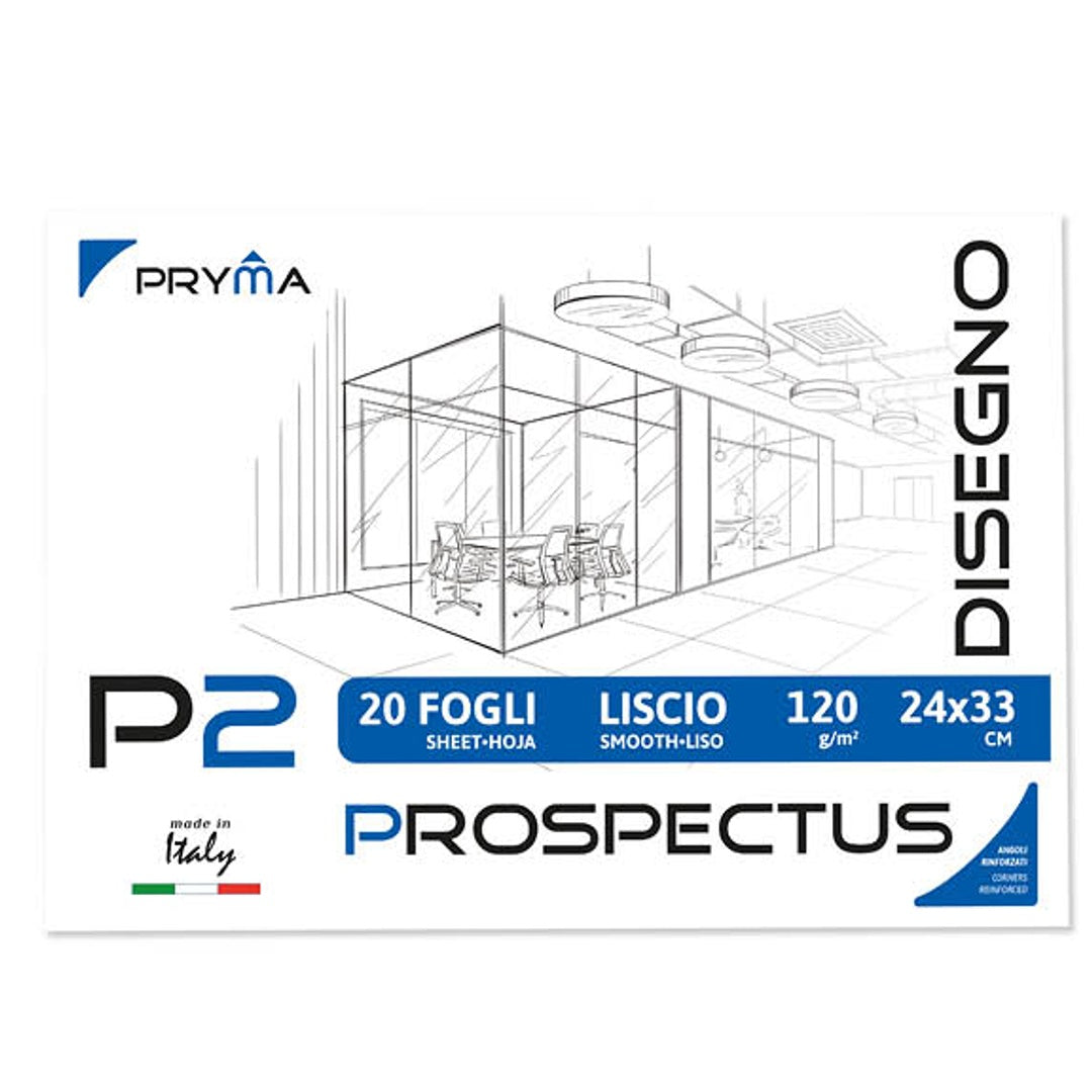 Pryma P2 Album da Disegno A4 (24x33 Cm) - Carta Liscia 120g/m² - 20 Fogli