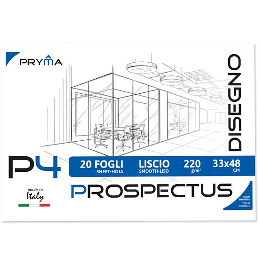 Pryma P4 Album da Disegno A3 (33x48 Cm) - Carta Liscia 220g/m² - 20 Fogli