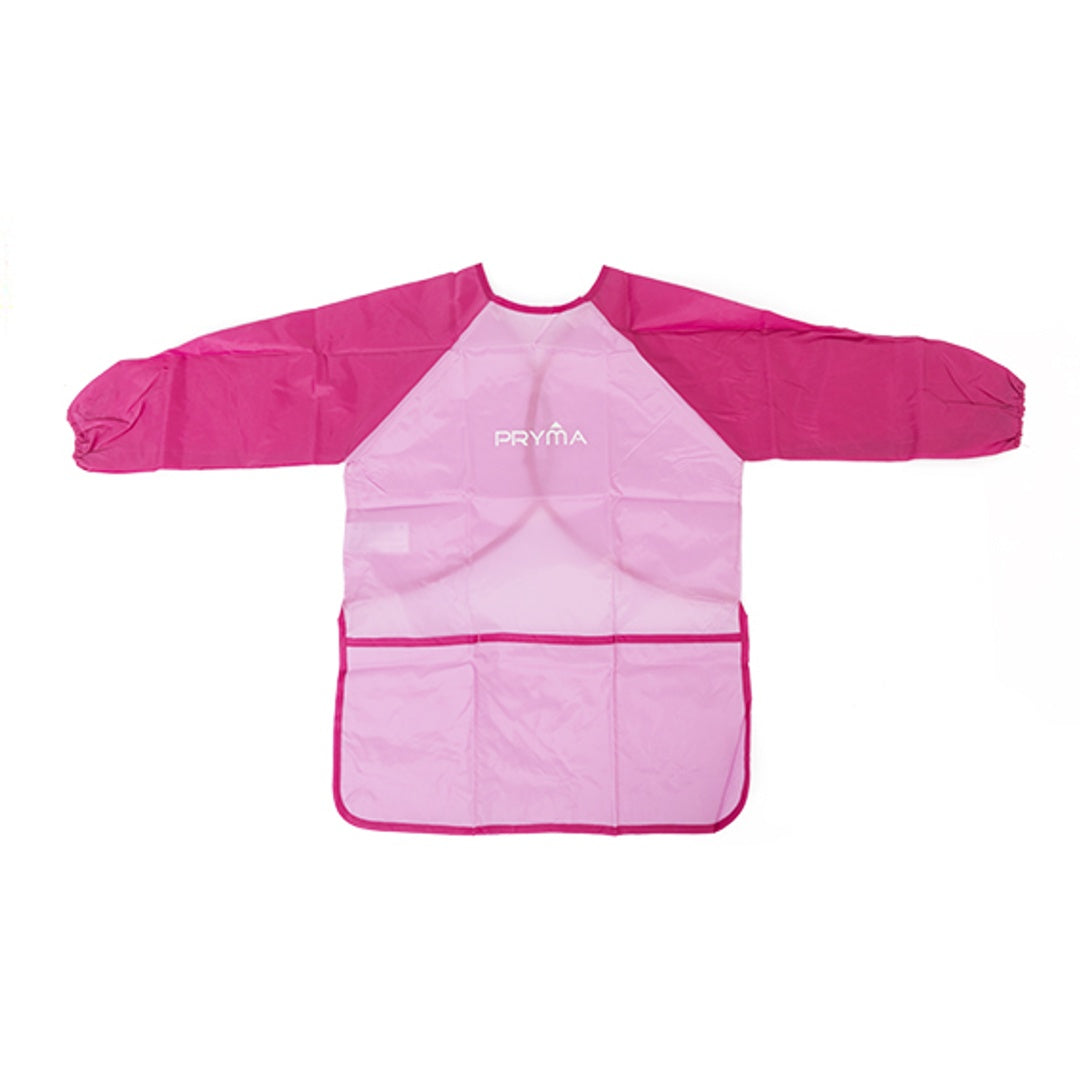 Pryma Grembiule Asilo Pittura – Taglia S, Colore Rosa – Protezione per Bambini, Scuola e Attività Creative – Impermeabile, Facile da Indossare e Pulire