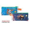 Pryma Astuccio Slim, Double Face, Doppia Zip, Portapenne Slim per Scuola Elementare e Infanzia, 22.5 X 12.5 Cm, 1 Zip, Bimbo Tigre e Macchina