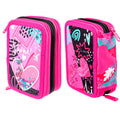 Pryma Astuccio 3 Scomparti per Scuola Elementare 21x12.5x7 Cm - Completo di Accessori, 18 Pennarelli Giotto Turbo Color, 3 Zip, Design Cuore