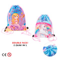 Pryma Zaino Sacco Double Face 25x35 cm per Bambina – Sacca Portatutto Reversibile con Fantasie Sirena e Unicorno – Zainetto Leggero con Lacci Regolabili per Scuola dell'Infanzia e Asilo