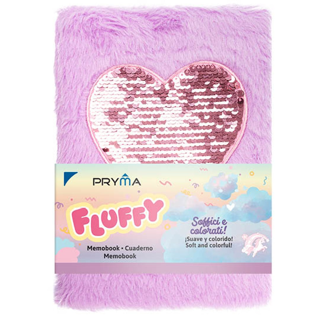 Pryma Linea Peluche Memobook A5 15x21 Cm – Quaderno con Copertina Morbida Peluche, 80 Fogli 70 G – 2 Fantasie Cuore (Invio Casuale)