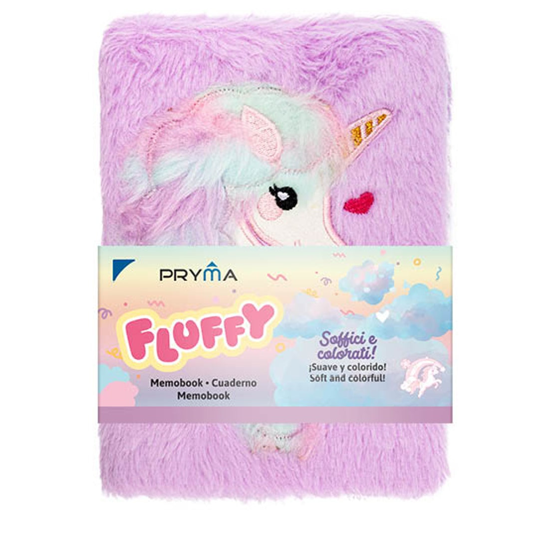 Pryma Linea Peluche Memobook A5 15x21 Cm – Quaderno con Copertina Morbida Peluche, 80 Fogli 70 G – 2 Fantasie Unicorno (Invio Casuale)