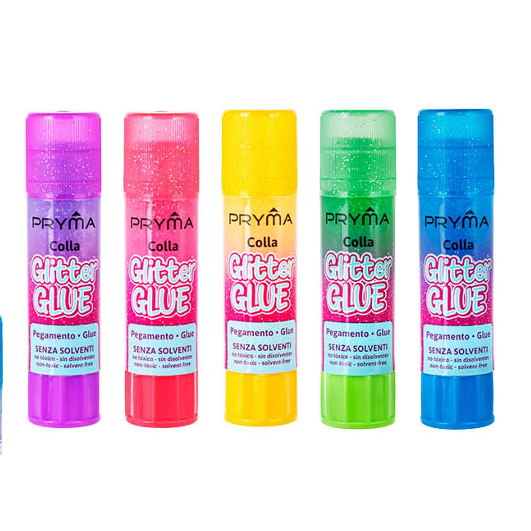 Pryma Colla Stick 30 Pz X8 G Glitter – Confezione da 30 Pezzi – Colla Solida a Base Girevole per Scuola e Casa – Asciugatura Rapida e Pulita
