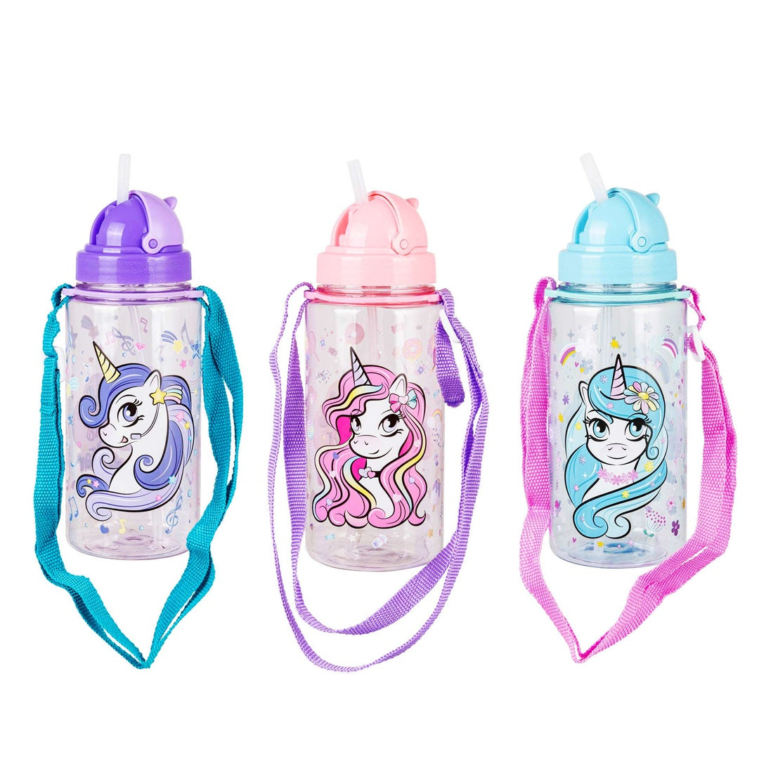 Pryma Borraccia Unicorn Friends 500 Ml con Cannuccia – Chiusura Ermetica, Design Unicorno per Bambine | Leggera e Resistente