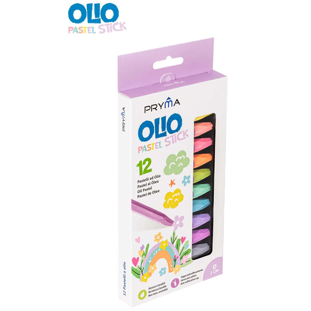 Pryma Pastelli Oil Stick 12 Pezzi – Set Pastelli a Olio Morbidi e Intensi – Colori Artistici per Disegno, Pittura e Belle Arti – Ideali per Bambini e Artisti