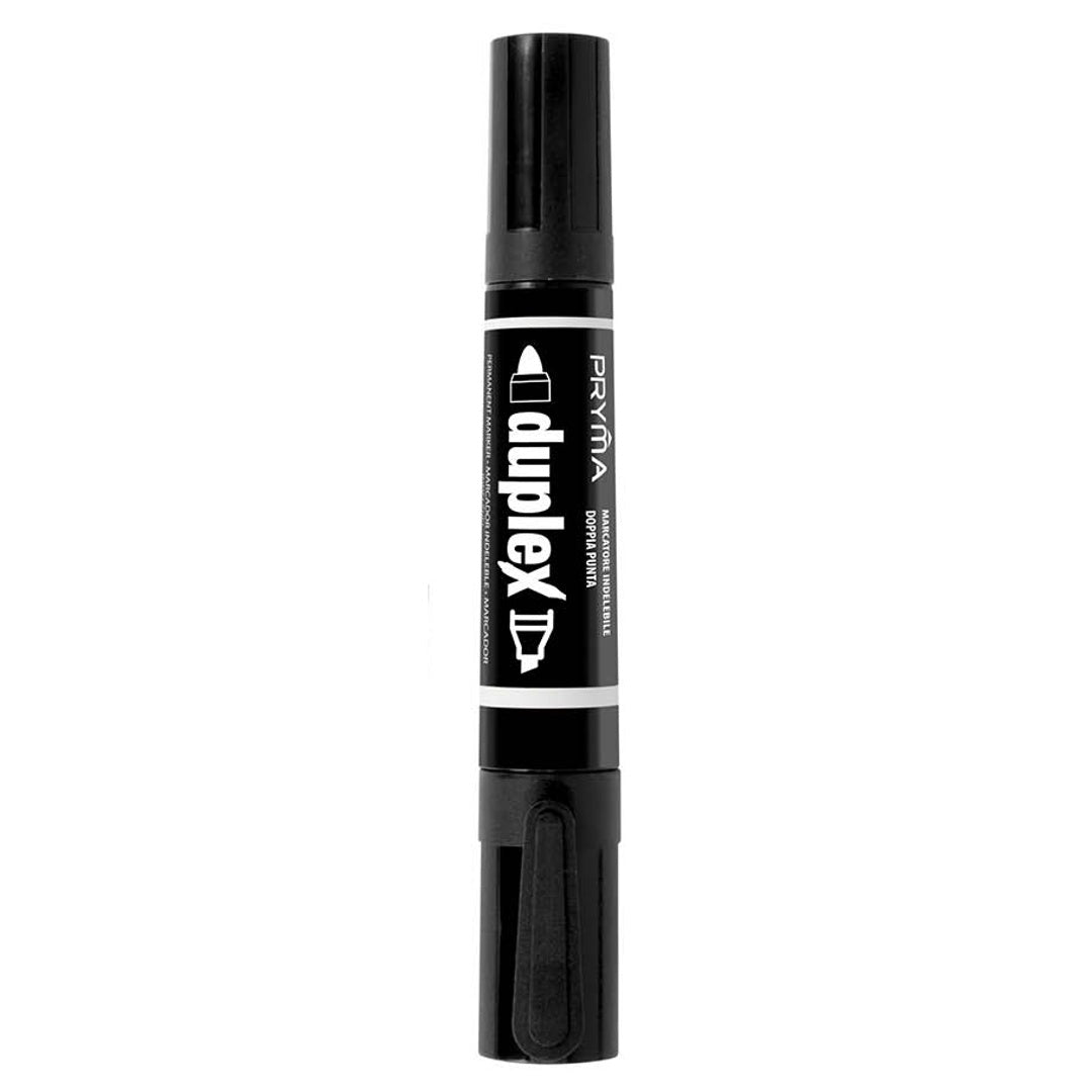 Pryma Marcatore Permanente Nero Doppia Punta 2-5/3 Mm – Set 10 Pennarelli Resistenti, Inchiostro Indelebile per Carta, Plastica, Metallo, Legno
