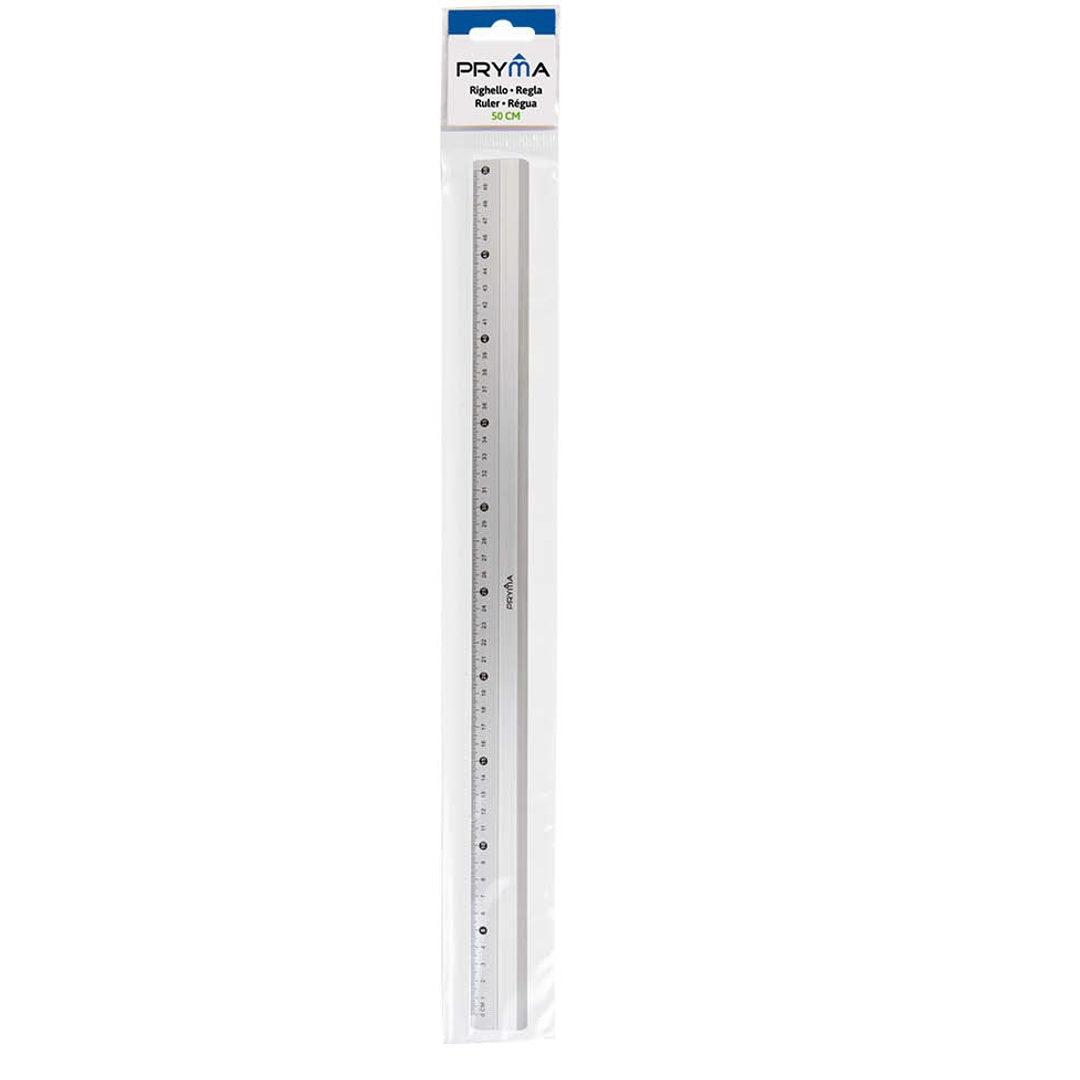 Pryma Righello in Alluminio - Precisione e Resistenza, Misurazione Professionale e Disegno Tecnico (50 Cm)