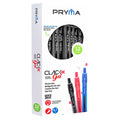 Pryma Penne a Sfera Nere 0.7 Mm Penne Sfera a Scatto Scrittura Fluida Inchiostro ad Asciugatura Rapida Adatto per Uso in Ufficio e Studio (12 Pezzi)